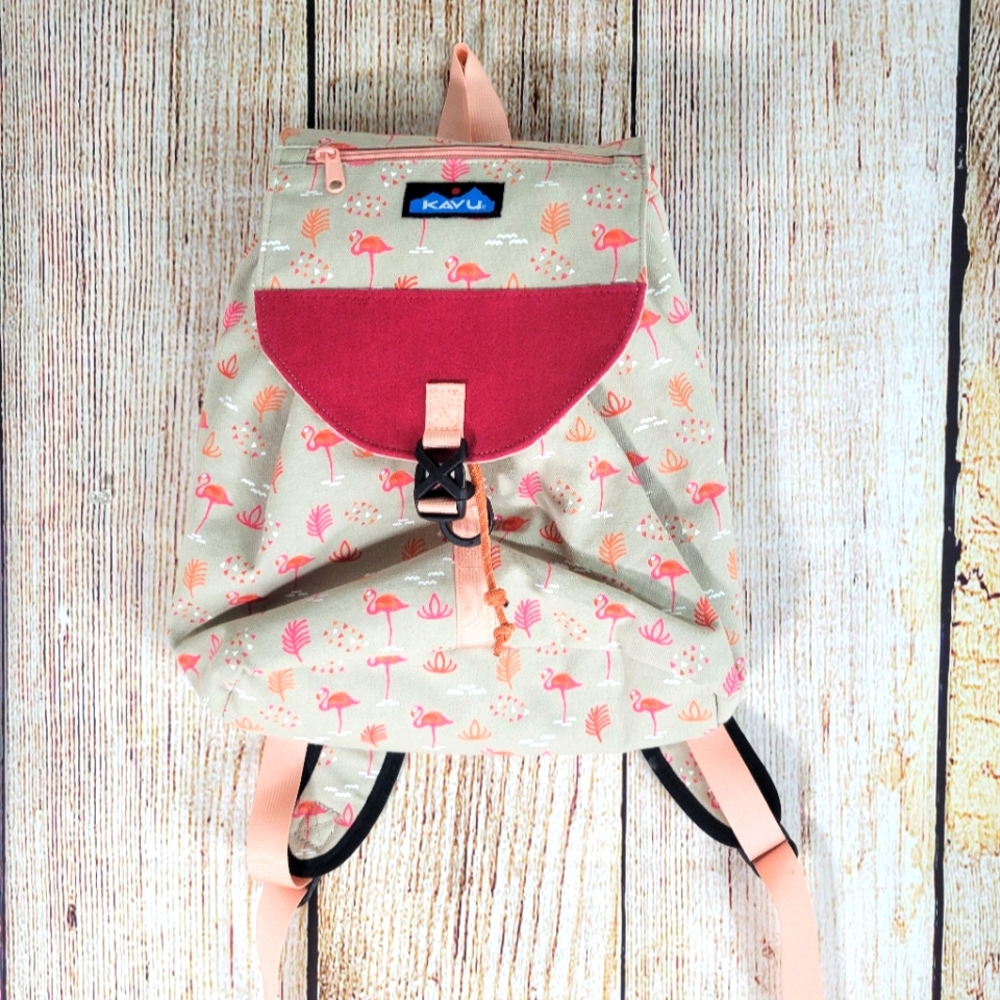 KAVU Chillin Flamingo  - Burgundy and Tan Mini Backpack